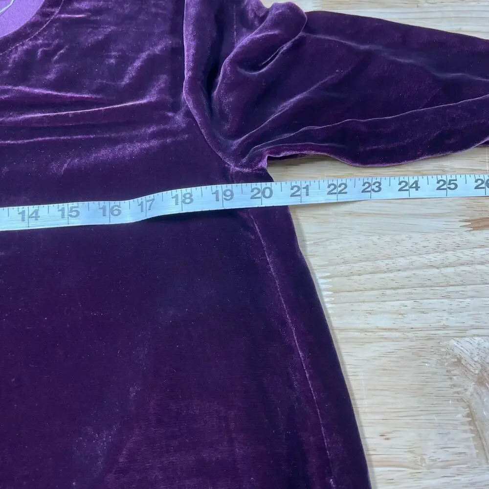 Eileen Fisher NWOT Velvet Crew Neck Dress Size S Purple Silk Blend Pockets Shift - Picture 10 of 12